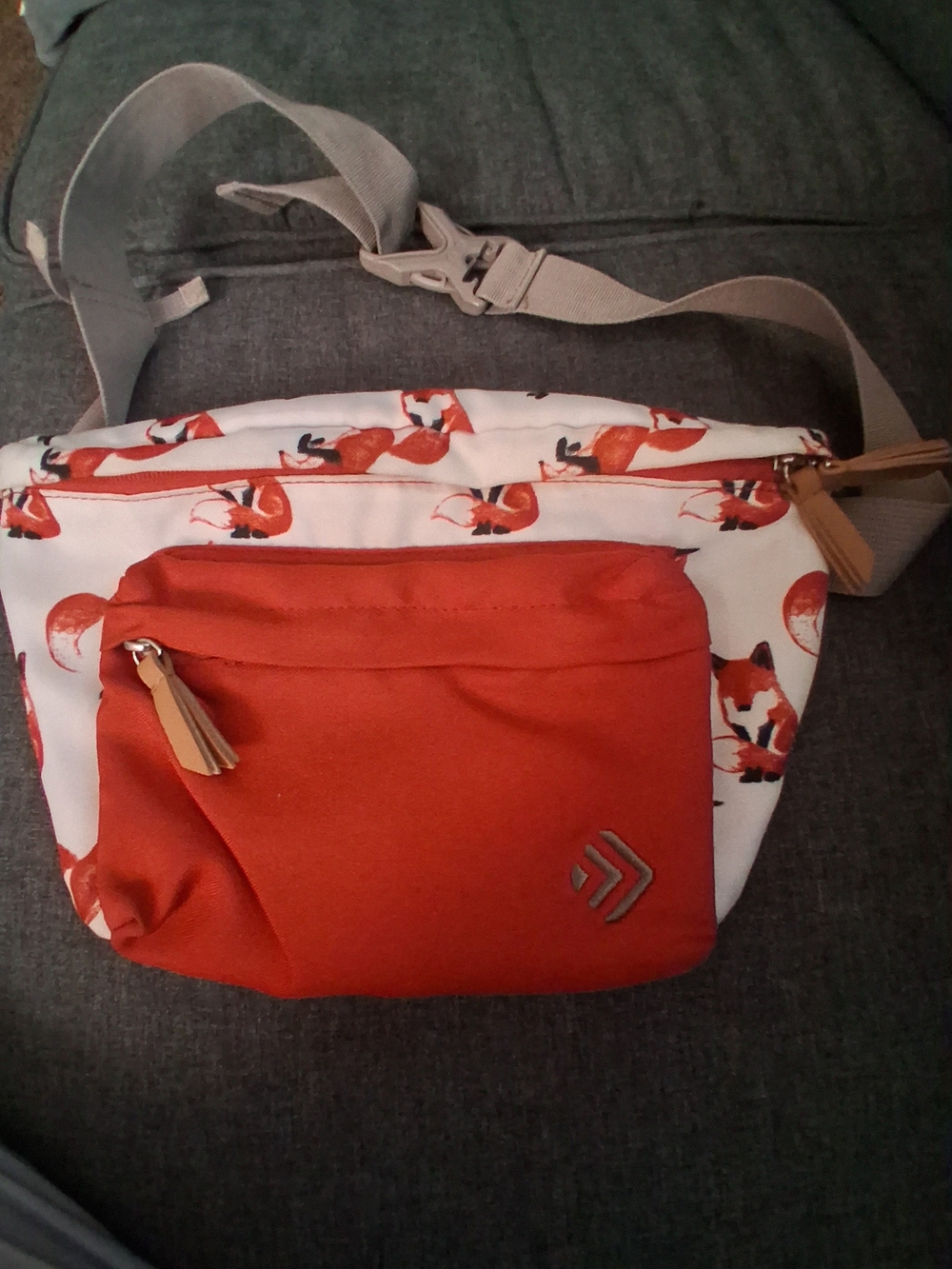 Unbranded Orange Fox Print Crossbody Waist Bag